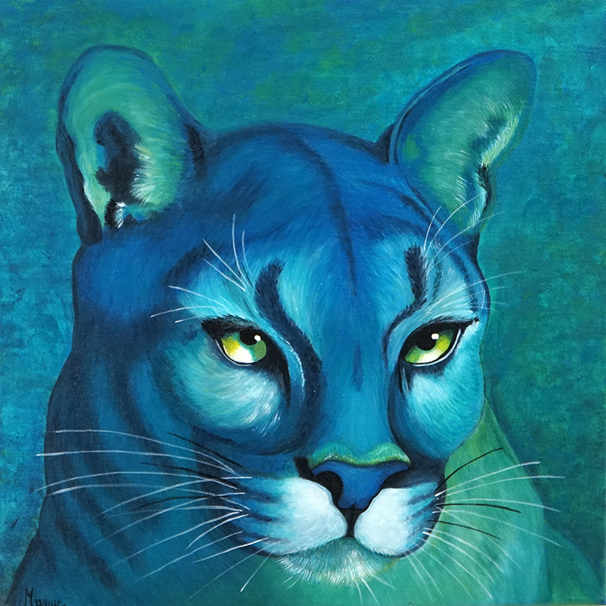 Puma Acrylique sur Toile 40x40 cm